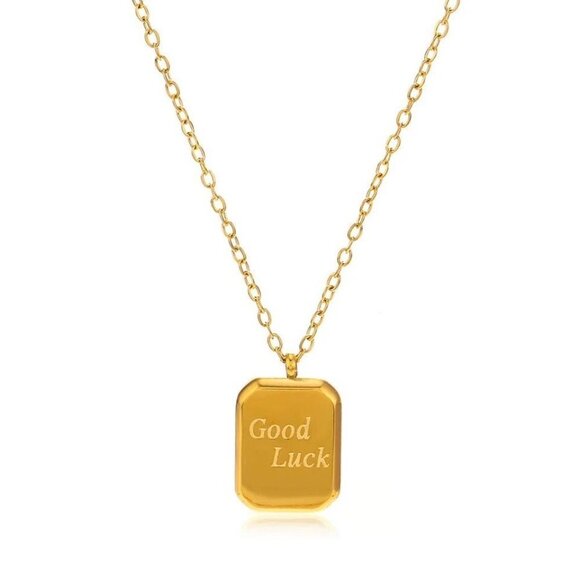 Simple Design Letter Good Luck Pendant Couple Necklace - Picture 10 of 10